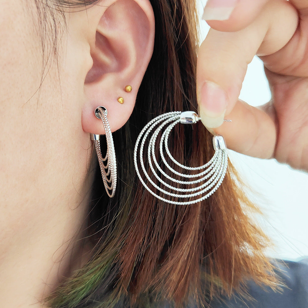 Women's Large Circles Design Brass Gold-plated Earrings