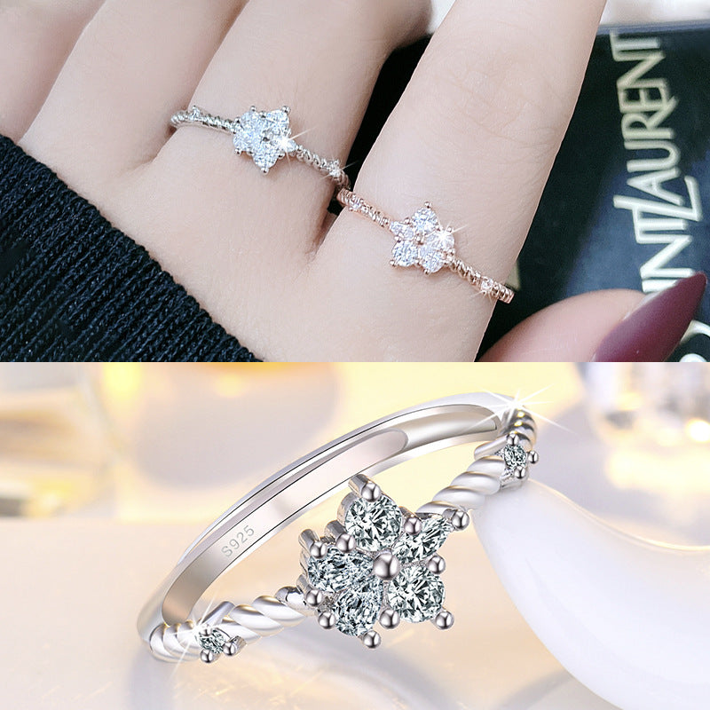 Women's Opening Flower Fashion Simple Female Index Rings