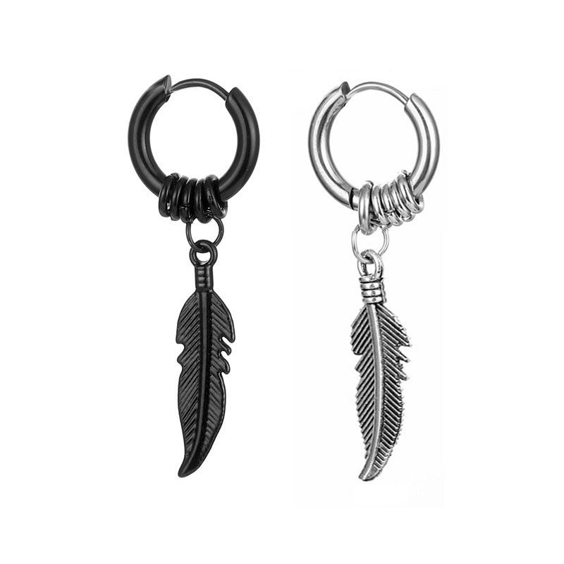 Steel Coil Feather Hipster Street Style Earrings