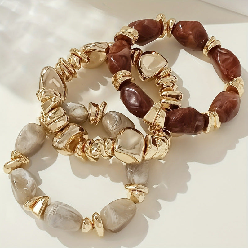 Bohemian Natural Stone Imitated Acrylic Irregular Bracelet