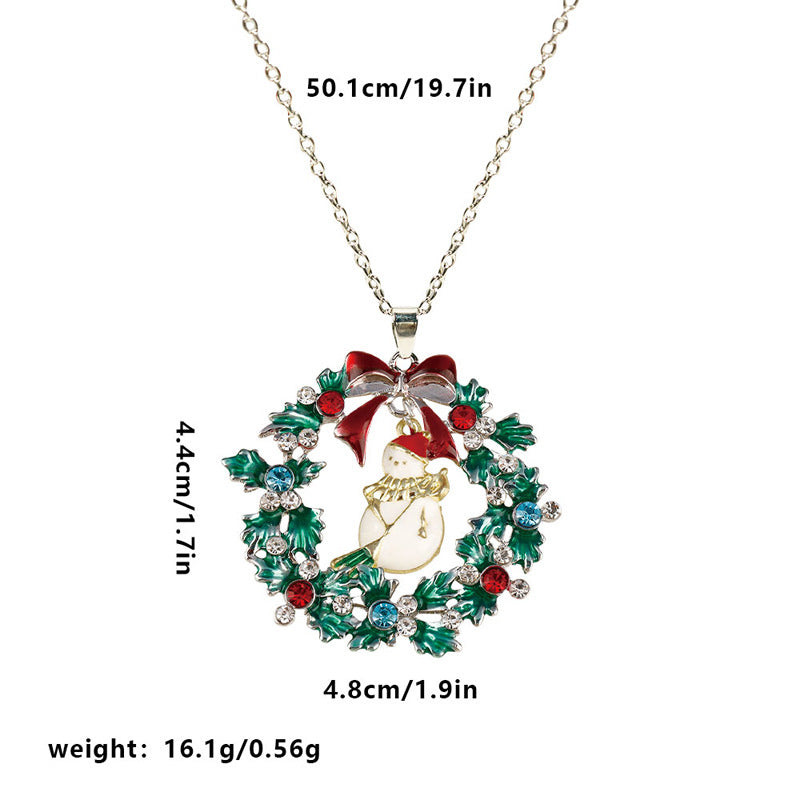 Series Two-tone Bell Snowman Tree Pendant Necklaces