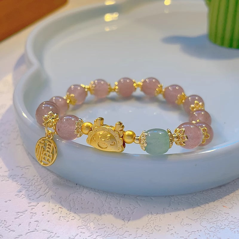 Cat Love Bell Imitation Opal Girlfriends Glaze Bracelet