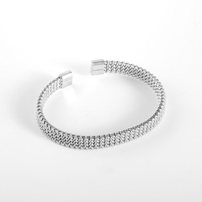 Women's & Men's Fashion Personality Retro Titanium Woven Open Round Bracelets