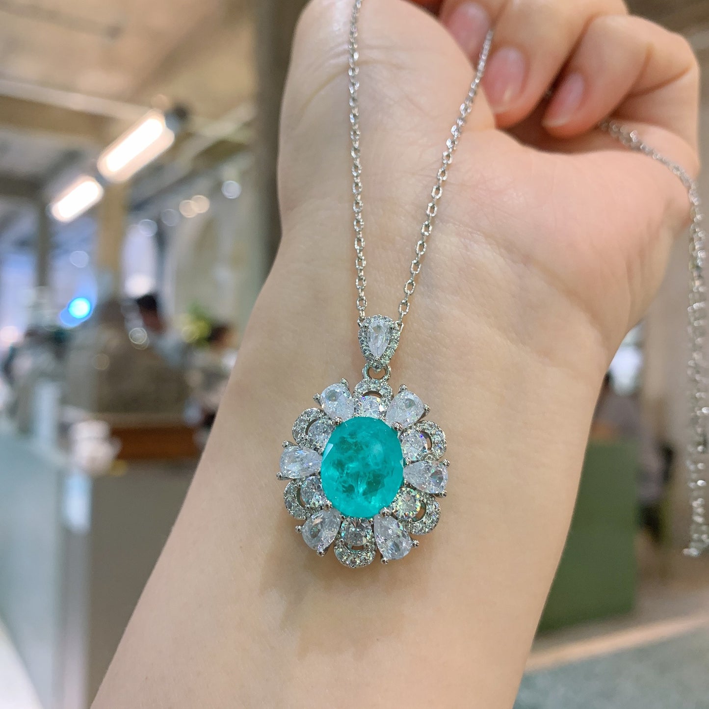 Emerald Banquet Jeweled Simulation Paraiba Lady Jewelry Set