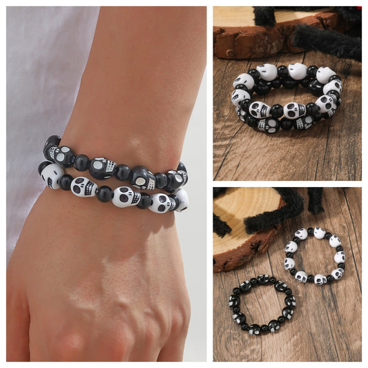 Graceful Personality Skull Beaded Elastic Halloween Bracelets