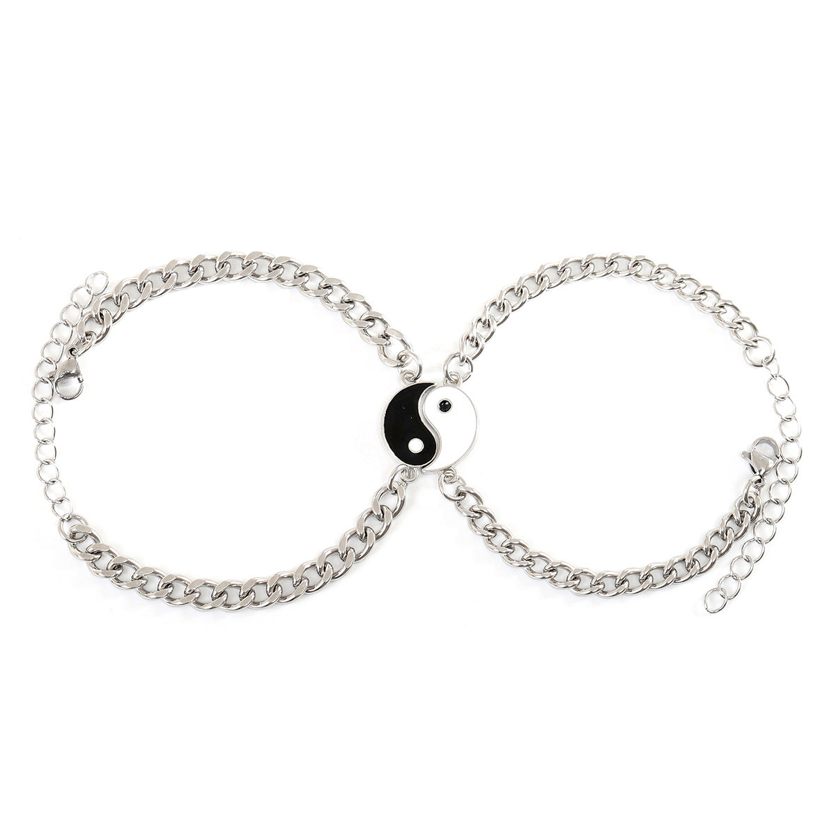 Bracelets double couple en acier inoxydable pour femmes, hommes et Tai