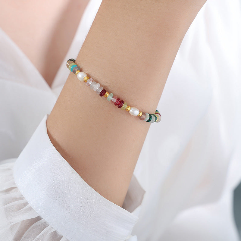 Women's Beaded Natural Stone Freshwater Pearl Personality Queen Jewelry Set