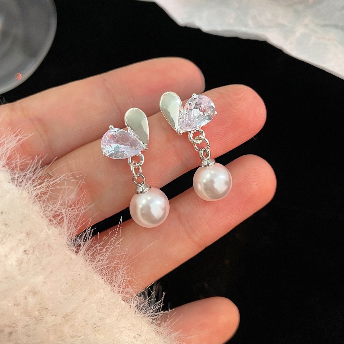 Female Sier Needle Simple Super Fairy Earrings