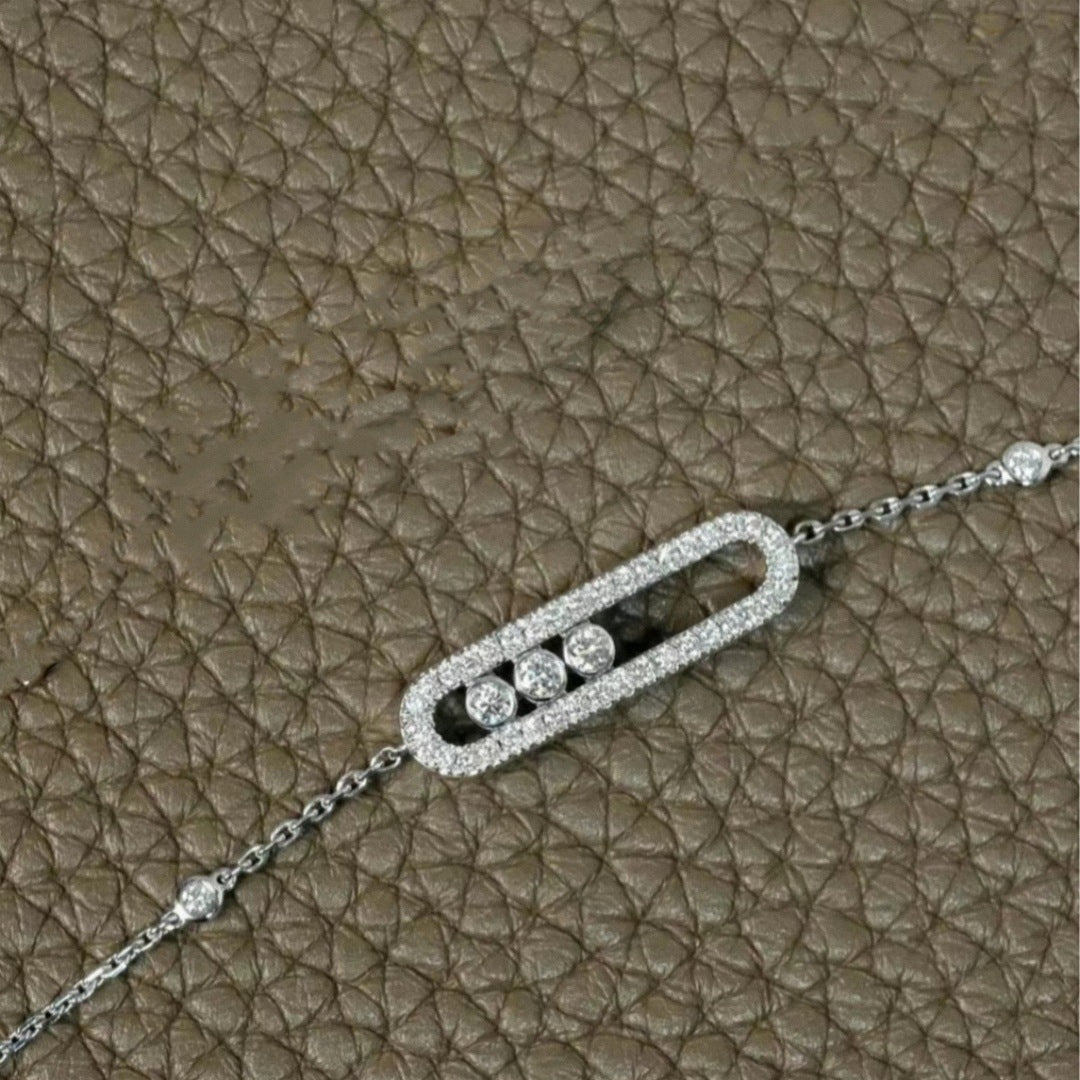 Light Luxury Diamond Three Mobile Female Sliding Geometric V Bracelet