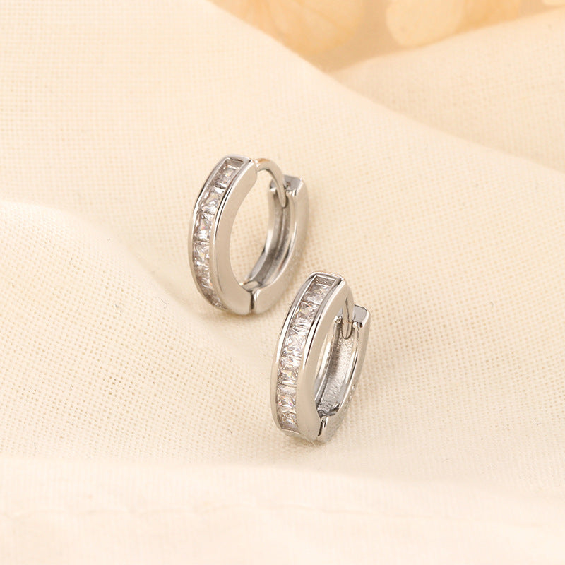 Drill Female Personality Wild Twin Circle Ear Earrings