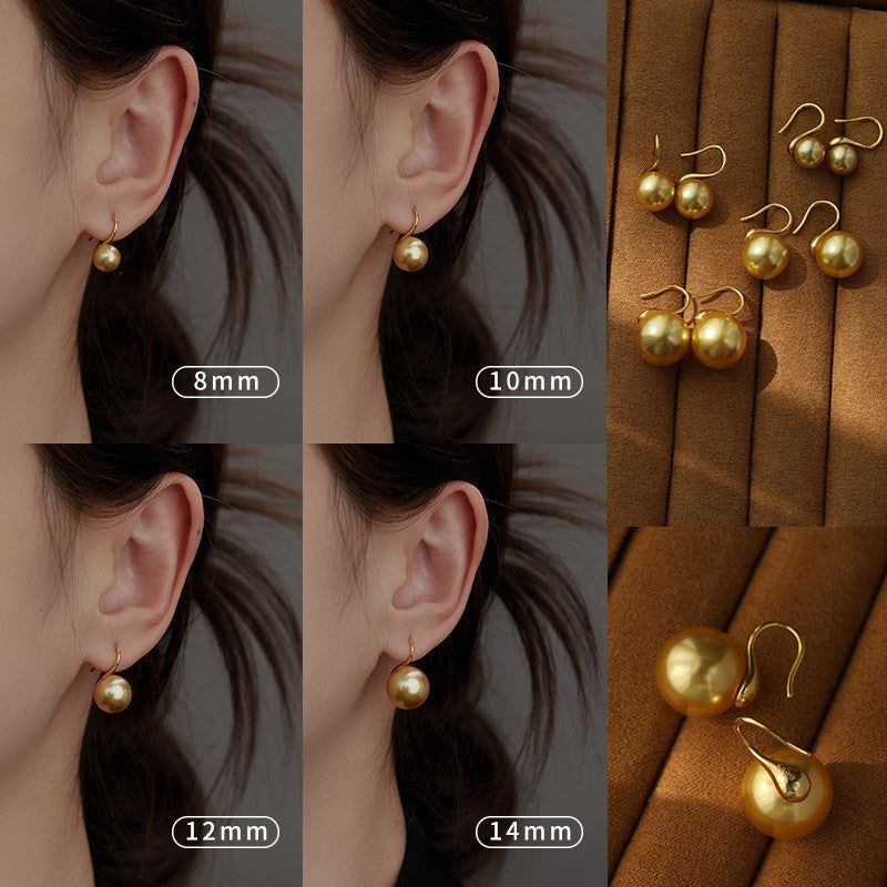 Women's Sier Gold Pearl Ear Hook Light Luxury High-grade Dignified Generous Earrings