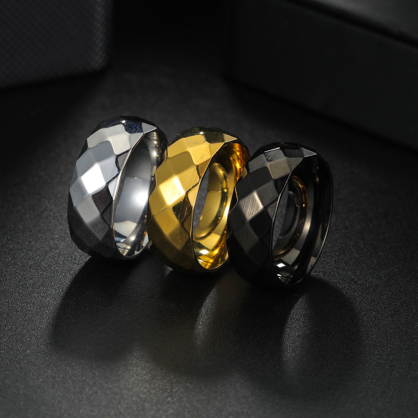 Men's Face Wide Diamond Surface Wedding Electroplating Rings