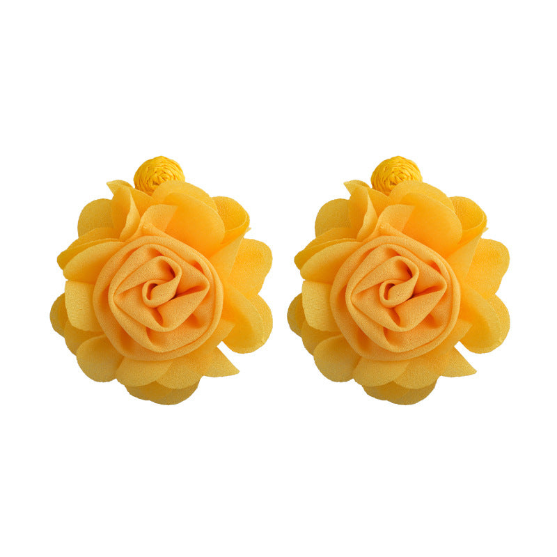 Women's Yellow Flower Mesh Vacation Style Niche High-grade Rings