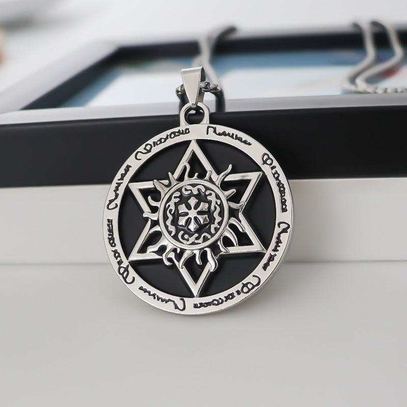 Women's & Men's & Round Pendant Fashion Retro Hexagram Necklaces