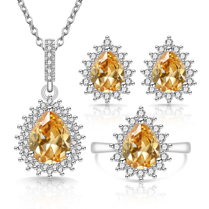 Women's Drop-shaped Colored Gems The Crystal Live Rings