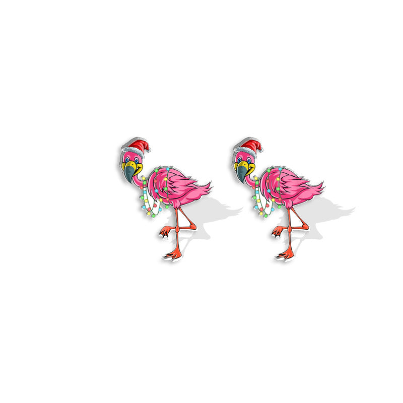 Acrylic Christmas Holiday Female Creative Cartoon Hat Resin Stud Earrings
