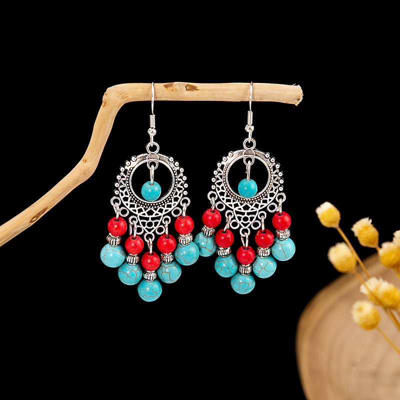 Tassel Turquoise Retro Minority Ethnic Style Earrings