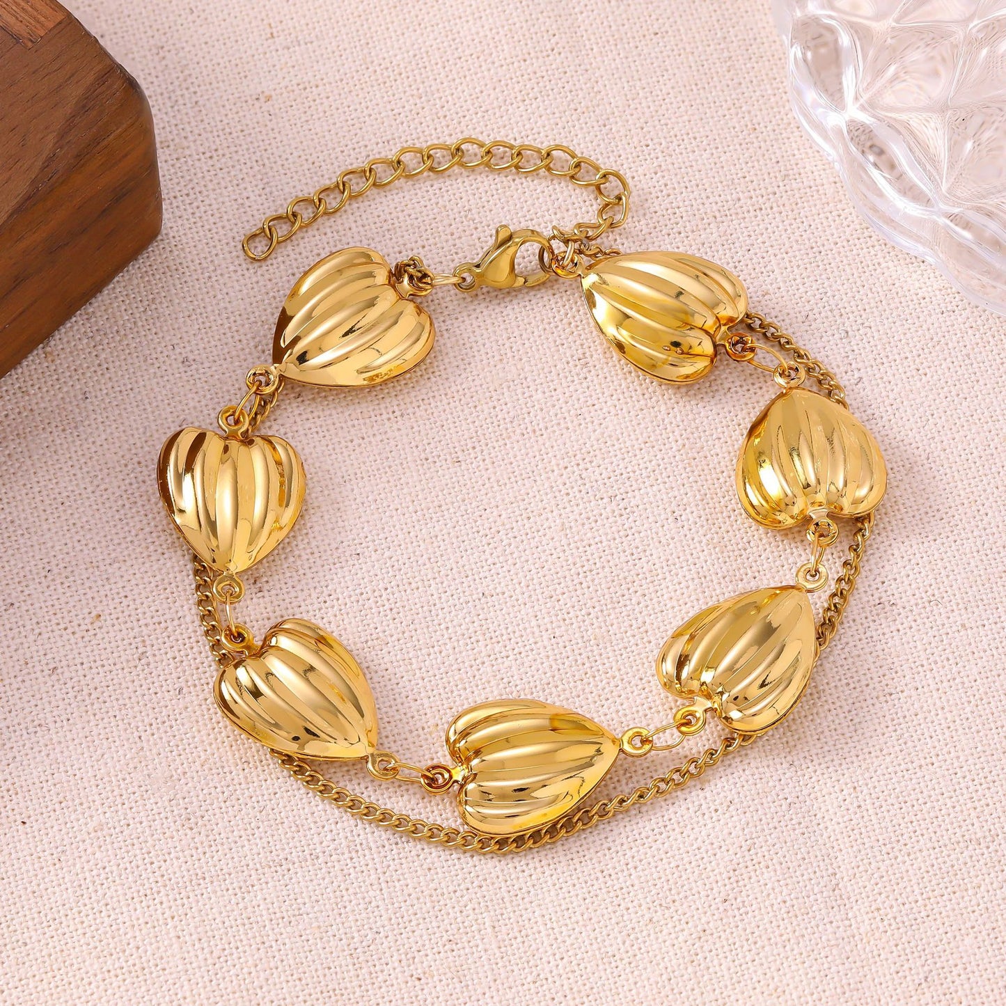 Women's French Minority Simple Stainless Steel Double Layered Gold Titanium Bracelet