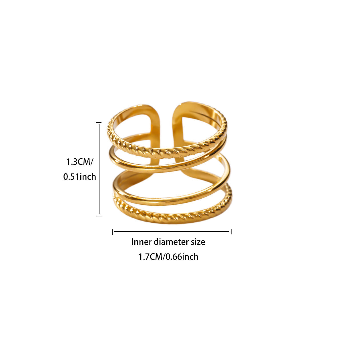 Women's Heart Geometric Stainless Steel Fashion Gold-plated Starfish Ring