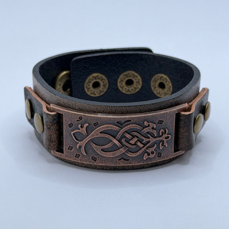 Men's Distressed Retro Punk Handmade Cattle Leather Decoration Bracelets