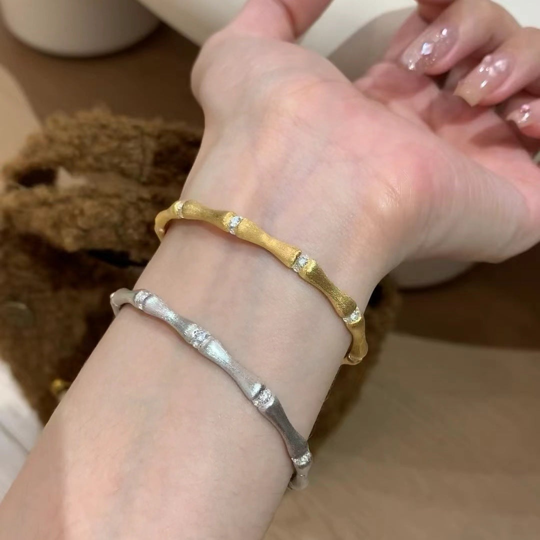 Chinese Retro Brushed Golden Bamboo Female Special Interest Light Luxury Bracelets