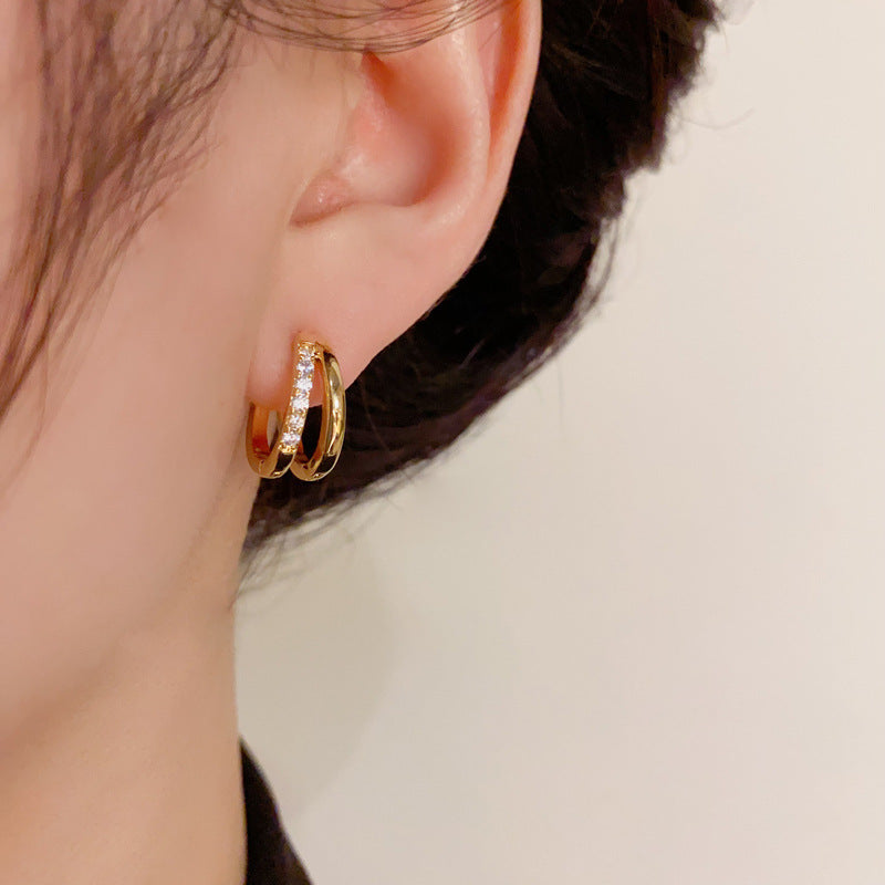 Women's Korean Style Fashion Exquisite Double Layer Ear Buckle