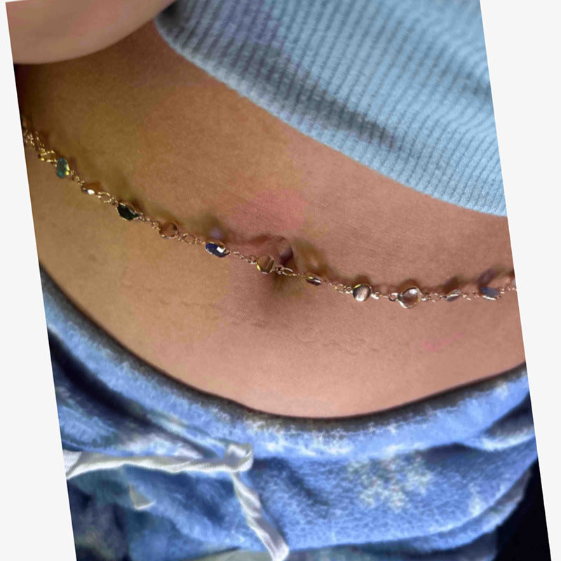 Women's Elegant Colorful Crystal Metal Clavicle Chain Necklace