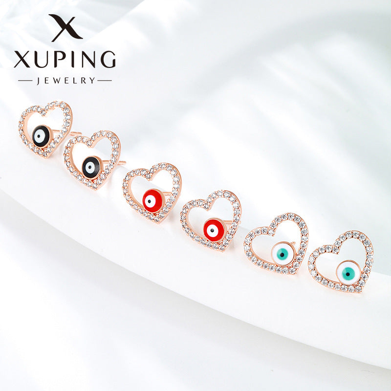 Jewelry Heart-shaped Evil Eyes Ear Drop Earrings