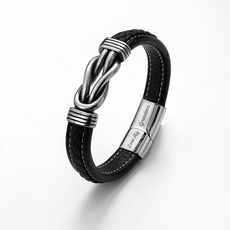 Bracelets tendance à boucle magnétique en cuir et acier inoxydable pour hommes