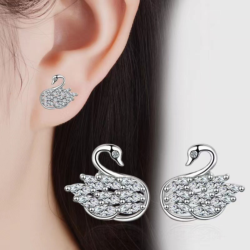 Koreanische Mode-Sier-Strass-Zirkon-Schwan-einfache Ringe für Damen