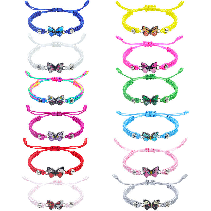 Women's & Men's Butterfly Woven Valentine's Day Girlfriend Couple Carrying Bracelet