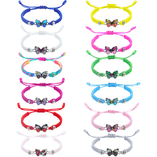 Women's & Men's Butterfly Woven Valentine's Day Girlfriend Couple Carrying Bracelet