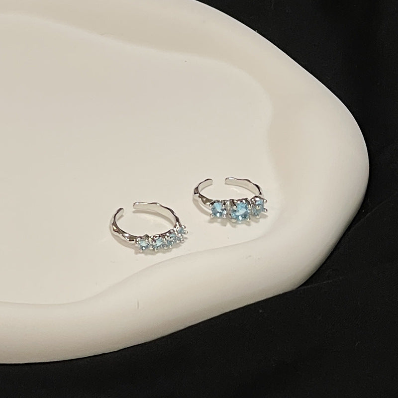 Style Simple Blue Zircon Exquisite Personality Affordable Luxury High-grade Rings