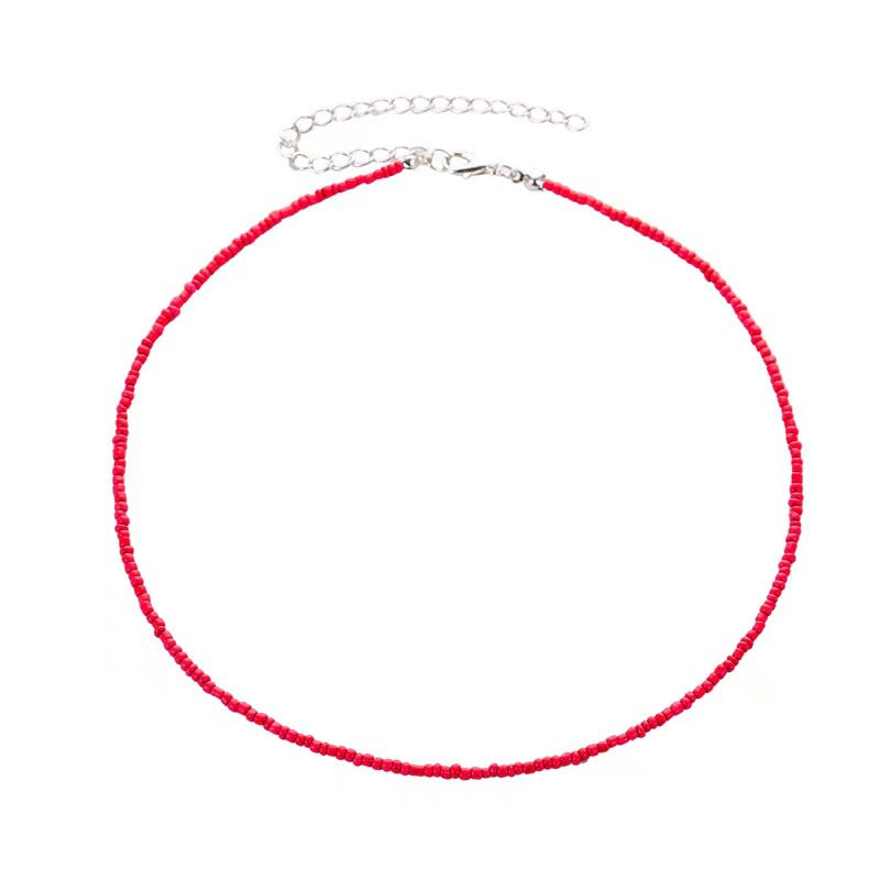 Fashion Beaded Colorful Small Beads Summer Beach Clavicle Chain Necklace