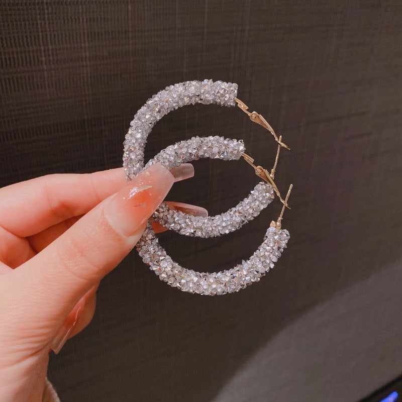 Women's Fashion Big Eardrop Full Diamond Temperament Circles Earrings