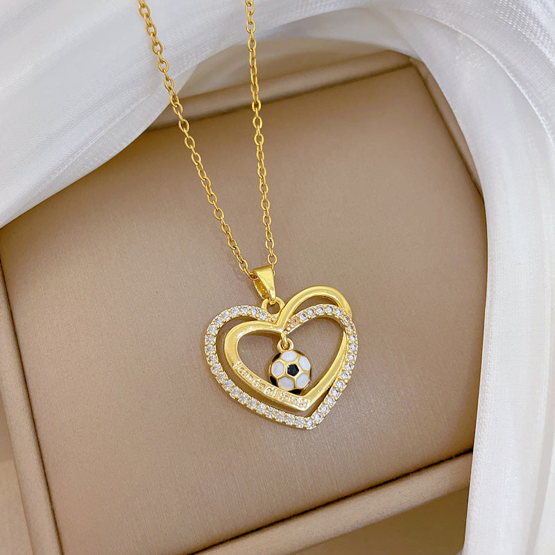 Women's Steel Love Oil Dripping Football Affordable Luxury Style Elegant Gorgeous Necklaces