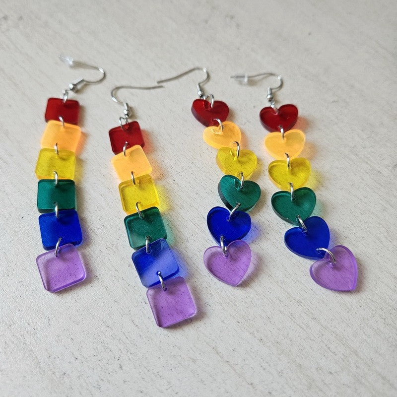 Women's Summer Acrylic Sweet Transparent Love Heart Eardrops Earrings