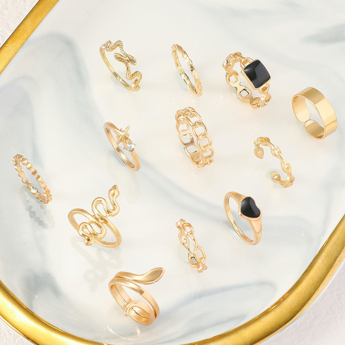 Women's Fashion Vintage Punk Style Geometric Hollow Rings