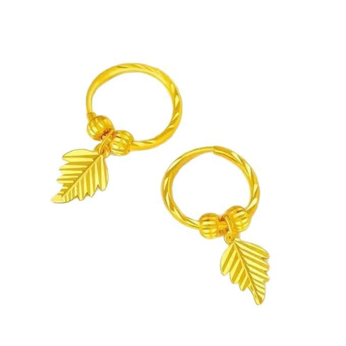 Women's Live Brass Gold-plated Leaves Ear Clip Earrings