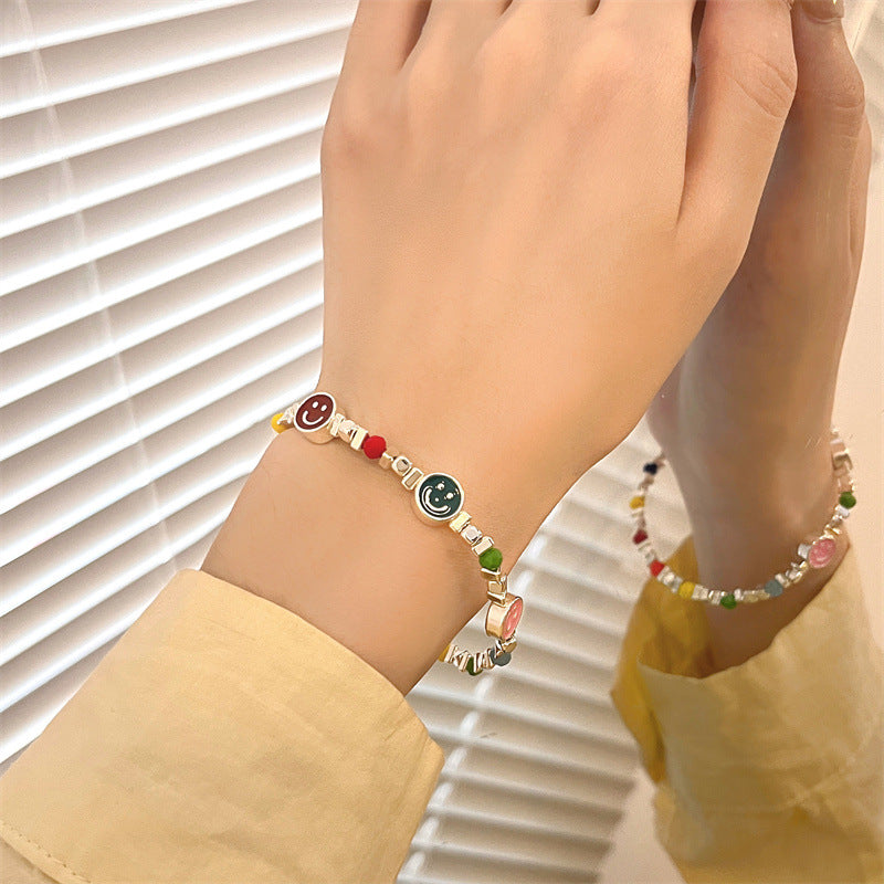 Bracelets de minorité de luxe légers pour femmes Smiley perlé