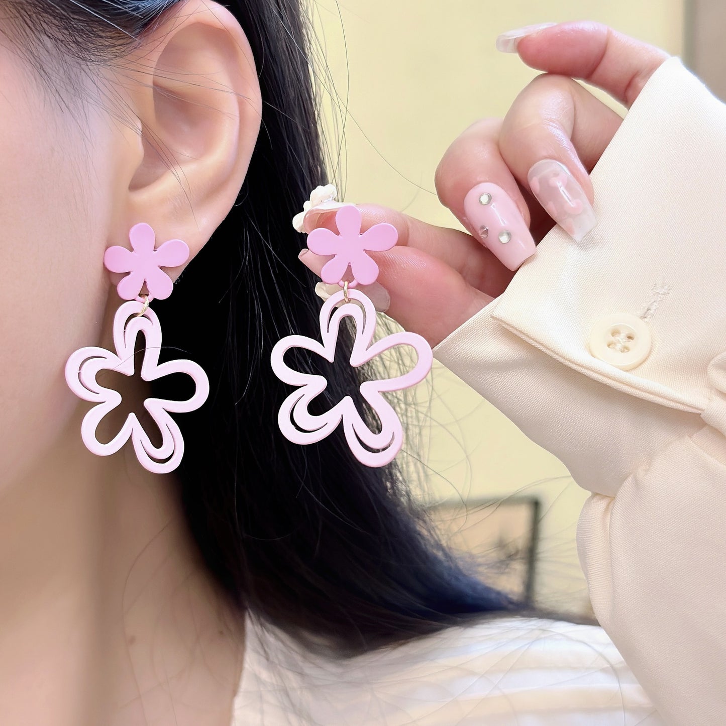 Sweet Dopamine Colored Flower Niche Temperament Simple Girly Without Rings