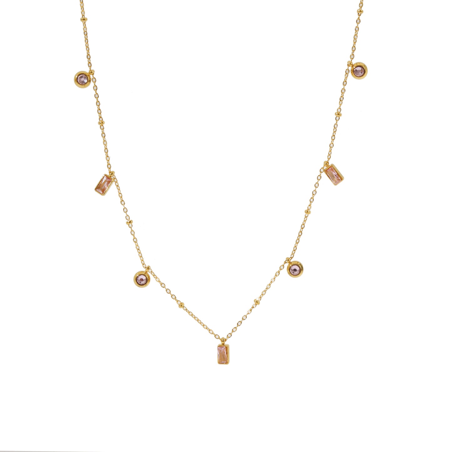 Colliers simples avec pendentif en Zircon rose, Niche Sense pour femmes