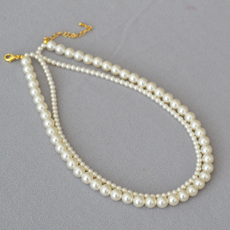 Perfect Circle Highlight Imitation Pearl Double Layer Necklaces