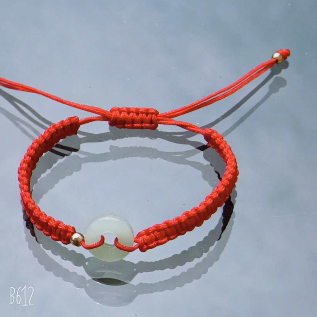 Bracelet de cheville en corde rouge en cristal de jade, deux bracelets