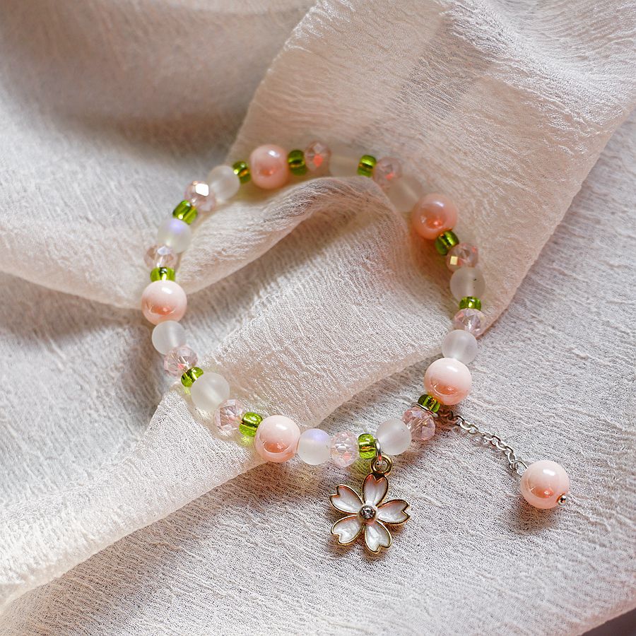 Popular Crystal String Beads Cherry Blossom Bracelets