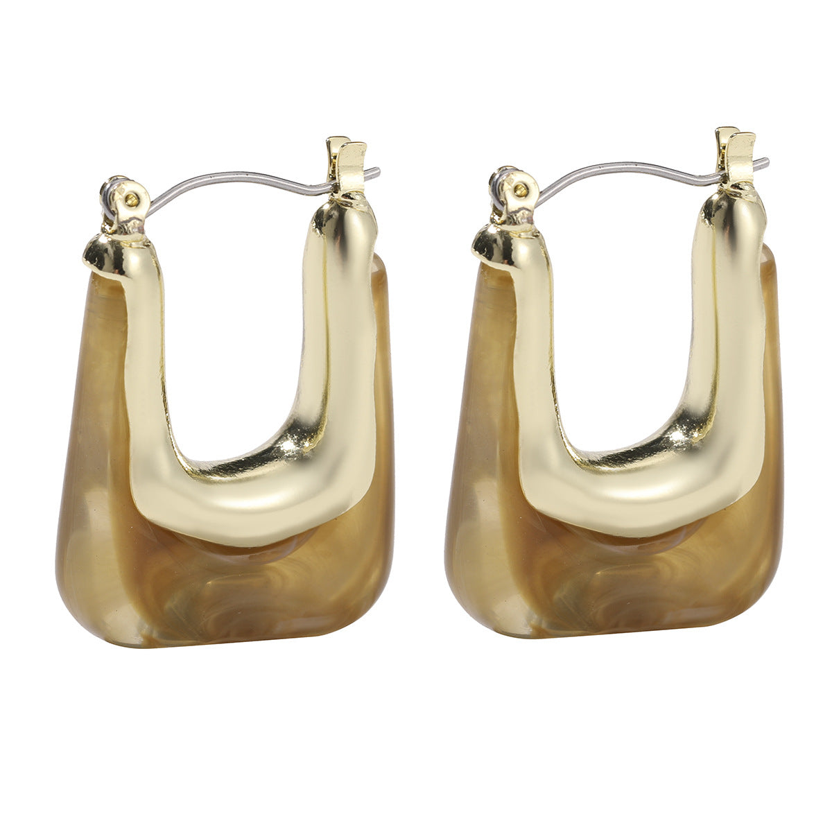 Women's Trendy Geometric U-shaped Acrylic Vintage Metal Earrings