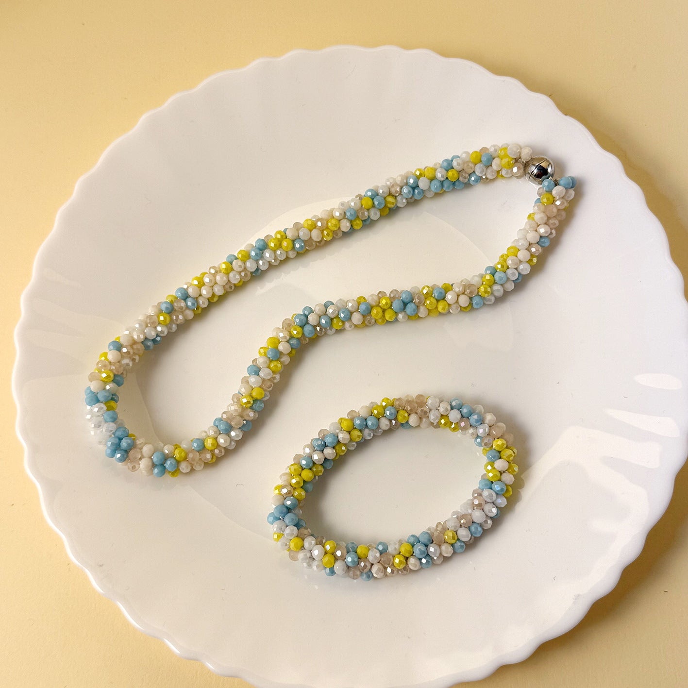 Colorful Crystal Suit Hand-woven Beads Fashion Jewelry Set
