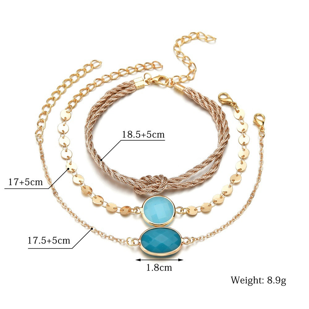 Accessories Rope Weaving Vintage Oval Resin Bracelets