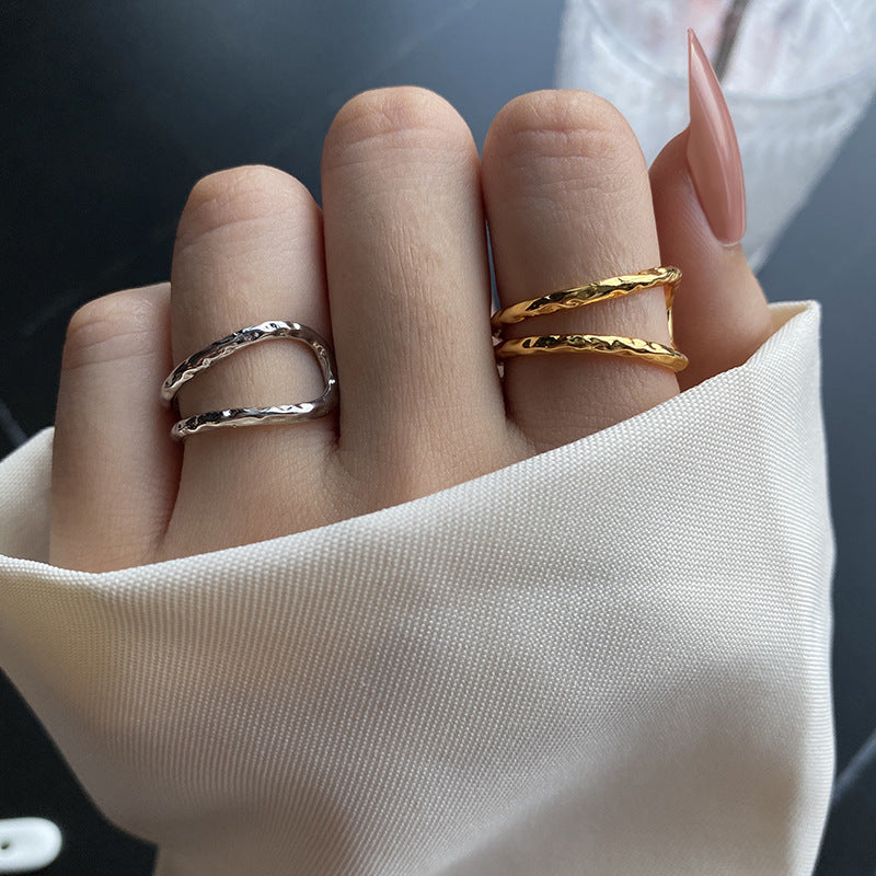 Trendy Line Metal Texture Simple Accessories Hip Hop Rings