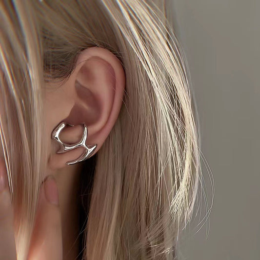 Women's Irregular Liquid Metal Hollow Unique Design Cold Style Stud Earrings
